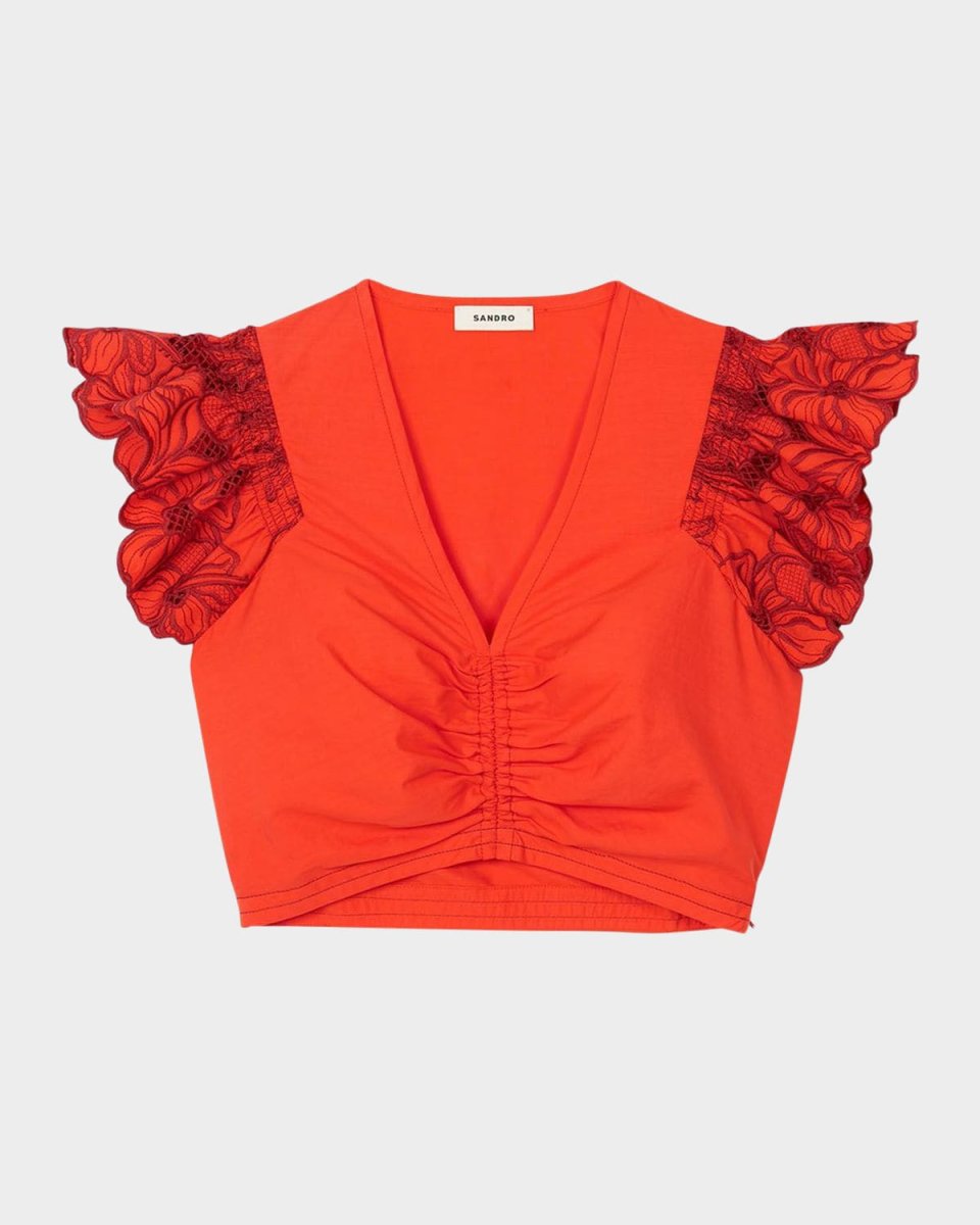 Rejane Embroidered-Sleeve Top